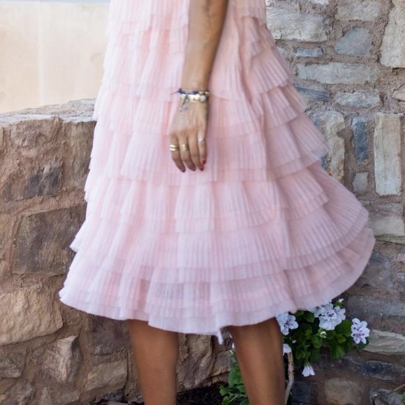 Anthropologie NWT Eva Franco Victoire Tiered Tulle Mini Dress Pink Party Sz 8 - Picture 6 of 13